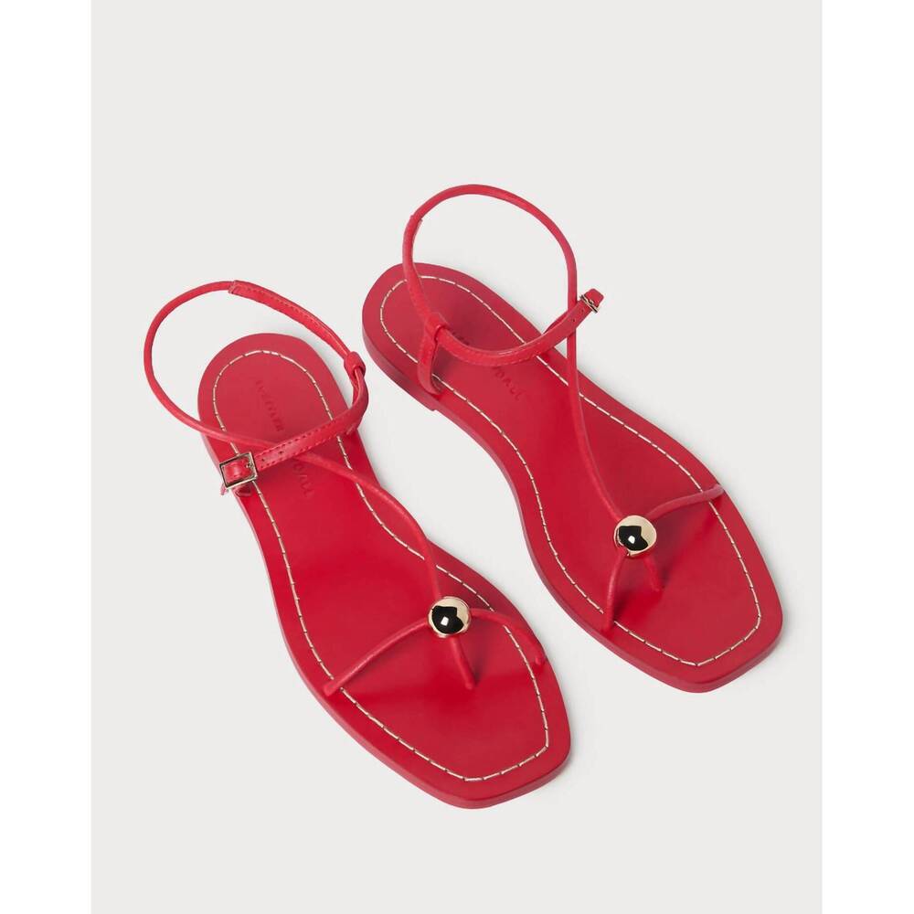 NEW LOEFFLER RANDALL women's lara strappy flat sandals in red - Picture 3 of 6